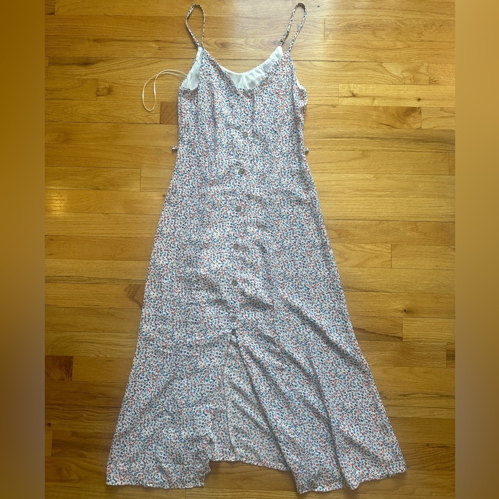 Sienna Sky Floral Spaghetti Strap Button Up Midi Dress
